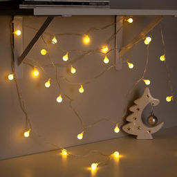 Гирлянда Нить 5 м с насадками Шарики белые, IP20, прозрачная нить, 30 LED, свечение тёплое белое, 8 режимов, 220 В - Luazon lighting фото 3