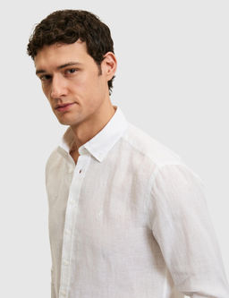 Beyaz Regular Fit %100 Keten G_mlek