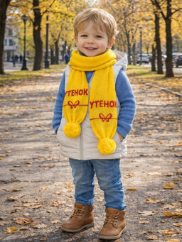 Шарф вязаный  "Утенок " желтый