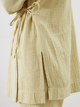 Kruvaze Yaka Dokulu Y?rtma?l? Kad?n Kimono