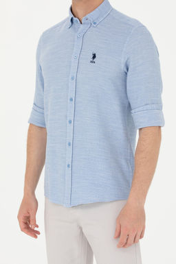 Мужская синяя рубашка с длинным рукавом - U.s. polo assn фото 13