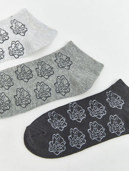 ?i?ekli Kad?n Patik ?orap 3l?