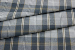 Вареный (стираный) хлопок Клетка цв.св.серый/серо-лазурный, ш.2.54м, хл-100%, 125гр/м.кв - Купава фото 3