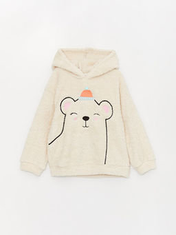 Nak??l? Uzun Kollu Pel?? K?z ?ocuk Hoodie