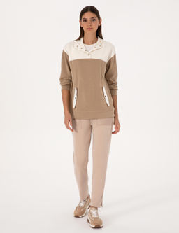 Bej Oversize Modal Kar___ml_ Sweatshirt - Pierre cardin фото 4