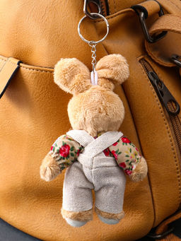 Брелок для ключей на кольце Пушистик. Зайка в цветочном комбезе, на сумку, рюкзак, 8.5?4?14 см - Simaland фото 2