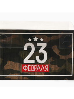 Цена за 5 шт. Коробка для капкейков, кондитерская упаковка, 4 ячейки «23 Февраля», 16×16×10 см