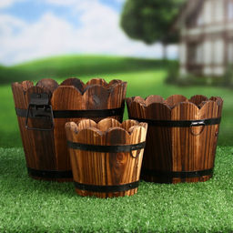 Набор кашпо для цветов, 18×15×12 см, деревянный, 3 шт.