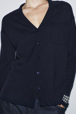 OVERSIZED EXTRA SOFT 100% WOOL POLO CARDIGAN - Zara фото 4