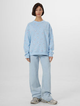 Свитшот женский голубой с цветочным принтом - Mark formelle фото 3