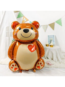 Цена за 2 шт.Воздушный шар фольгированный 33" Мишка с сердцем