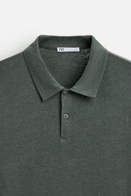 LINEN BLEND POLO SHIRT - Zara фото 9