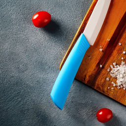 Нож керамический Доляна Симпл, лезвие 10,5 см, ручка soft touch, цвет синий  фото 8