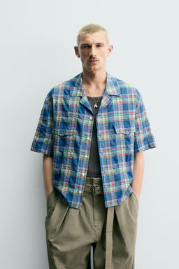 CAMISA RELAXED FIT CUADROS / Azul medio - Zara фото 2
