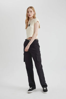 Coool Straight Fit Gabardin Pantolon Kargo Cepli - Defacto фото 2