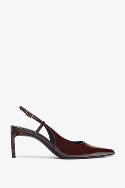 FAUX PATENT HIGH-HEEL SLINGBACK SHOES