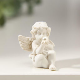 Цена за 2 шт. Фигурка полистоун Ангелочек рассматривает жемчужину, 3.5?2.5?2.8 см, МИКС