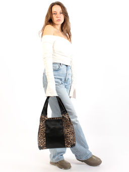 LACCOMA сумка Валери-HL040-леопард  темно-коричневый/черный эко кожа хлопок  фото 2