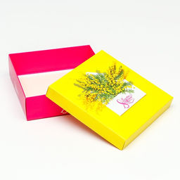 Цена за 5 шт. Коробка подарочная складная Весенняя мимоза 20?20?6 см