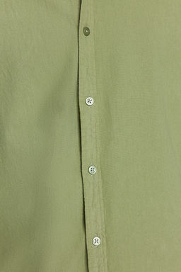 Haki Unisex Regular Fit %100 Pamuklu Keten Gorunumlu Fit Gomlek TMNSS23GO00099