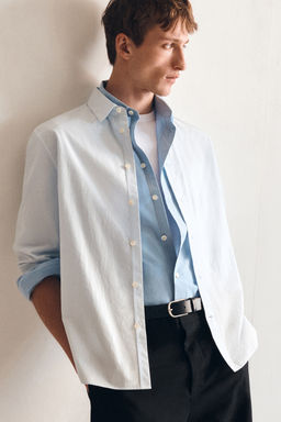 CAMISA DE POPEL?N DE ALGOD?N PIMA RELAXED FIT - H&m фото 8