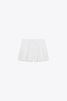LINEN BLEND DART BERMUDA SHORTS - Zara фото 4