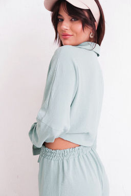 9986 Брюки-палаццо светло-аквамариновые летние - Martichelli фото 8