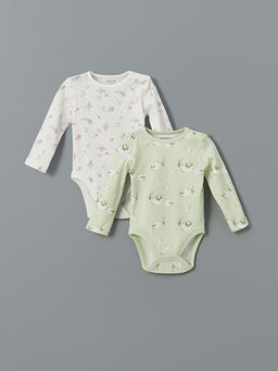 Bask?l? K?z Bebek ??t??tl? Bodysuit 2li