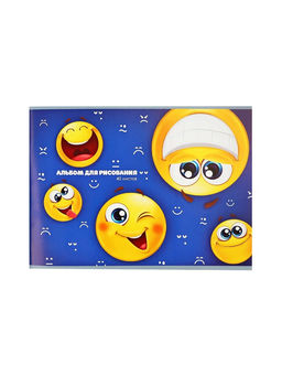 Цена за 4 шт. Альбом для рисования Calligrata «Смайлики» А4, 40 листов, на скрепке, плотность листов 100 г/м², обложка из мелованного картона