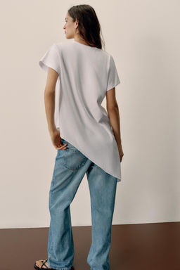 CAMISETA ASIM?TRICA MANGA CORTA / Blanco - Zara фото 6