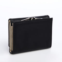 Кошелёк женский на кнопке, 10.5×3×8.5 см, однотонный, чёрный