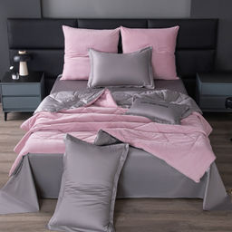 Комплект постельного белья на резинке Сатин Velvet Premium с Одеялом VPR001 180*200*25;160*200*25;140*200*25 Евро 4 Наволочки