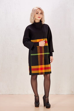 Пальто 19105 (черный/клетка)