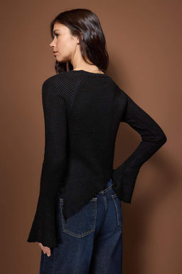 Siyah Etek Ucu ve Kol Detayl? Bisiklet Yaka Triko Kazak TWOAW26KZ00287