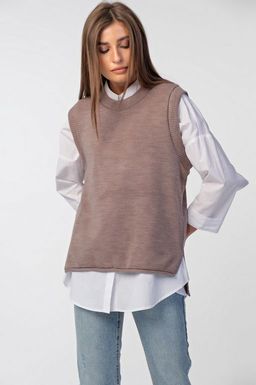 Жилет вязаный прямой с разрезам по бокам - Fly фото 2