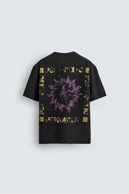 CAMISETA PUNTO LAVADO ESTAMPADOS / Negro