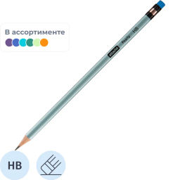 Карандаш чернографитный Attache Pearly HB, ласт, трехгр, дерево, в асс  фото 2