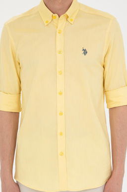 U. S. Polo Assn / Мужская желтая базовая рубашка с длинным рукавом - U.s. polo assn фото 6