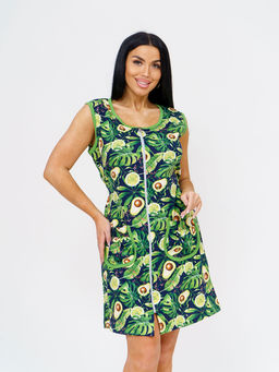 Халат женский , цвет синий зеленый