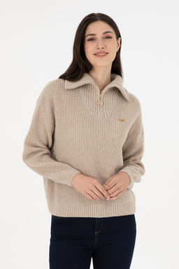 Женский кремовый меланжевый свитер Неожиданная скидка в корзине