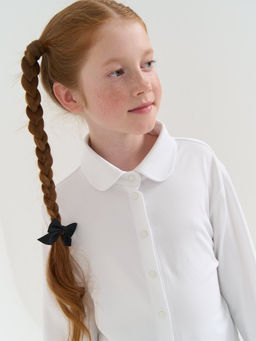 Блузка трикотажная для девочки Белая на кнопках 7+ - Bungly фото 7