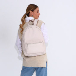 Рюкзак женский из искусственной кожи на молнии TEXTURA, цвет бежевый  фото 7