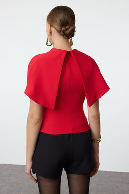 Trendyolmilla K?rm?z? Yaka Detayl? Dokuma Bluz TPRSS24BZ00053 фото 5