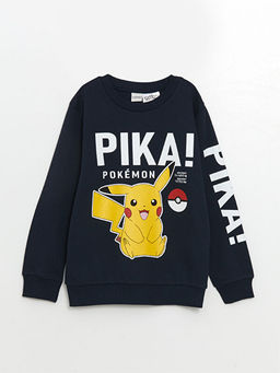 Bisiklet Yaka Pikachu Bask?l? Erkek ?ocuk Sweatshirt