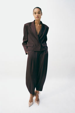 SATIN CARROT FIT TROUSERS