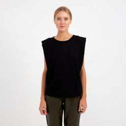 Майка женская MINAKU OVERSIZE FIT, размер 46, чёрная
