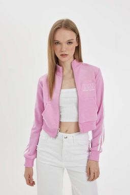 Толстовка на молнии с крутым приталенным принтом - Defacto фото 4