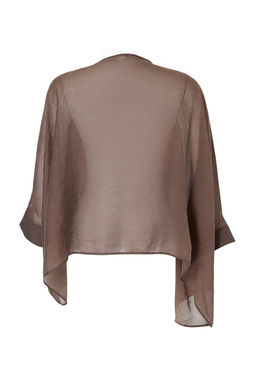 Kahverengi Onu Dugme Detayl? Oversize Ince Dokumlu Dokuma Bluz TWOSS26BZ00653