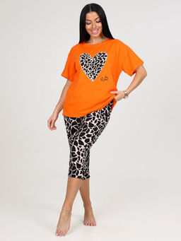 627 ДОМАШНИЙ КОСТЮМ ЖЕНСКИЙ (бриджи) (Оранжевый/чёрный жираф) - А-дина фото 3