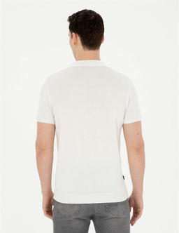 Beyaz Slim Fit Fermuarl_ Polo Yaka Triko Ti__rt - Pierre cardin фото 5